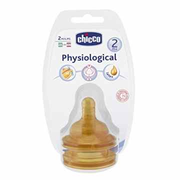 Chicco Antikolik-Sauger Physiological, 2m+, Kautschuk, mittlerer Fluss, 2 Stück -