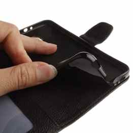 Cozy Hut Sony Xperia Z5 Mini/compact Lederhülle,Magnetverschluss Schutzhülle Folio Cover für Sony Xperia Z5 Mini/compact Schwarz Ledertasche im Bookstyle mit Kartenfächer und Standfunktion Hülle Sony Xperia Z5 Mini/compact Handy taschen Classic Series Leder Schale [Built-in Card Slots] Brieftasche Etui Schutz Flip Leather Case – Schwarz -