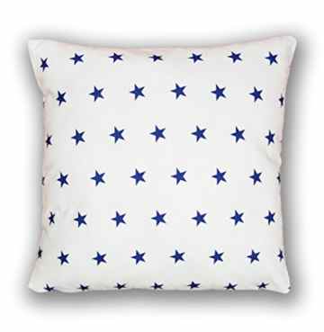 Dekokissen Kissenbezug Kissen 40cm x 40cm Sternchen Blau auf weiß (A10) -