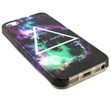 DeLiggo iPhone 5/iPhone 5S/iPhone SE Hülle (Feies gehärtetes Glas Schirm Schutz), Klares Muster Gel TPU Silikon Hülle Abdeckung für iPhone 5/iPhone 5S/iPhone SE -