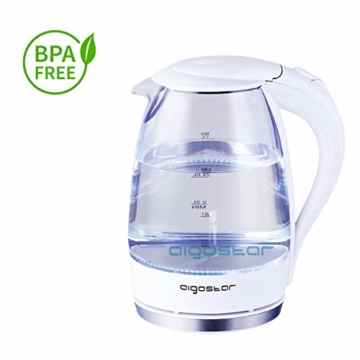 Design Glas Wasserkocher Teekocher OVP Neu Günstig Qualität Led Blau Kabellos… … (Weiß) -