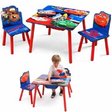 Disney Kindersitzgruppe Cars Tisch + 2 Stühle Netz Sitzgruppe Aufbewahrung Maltisch Kindermöbel NEU -