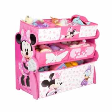 Disney Minnie Mouse Multi Toy Organizer für Spielzeug aus Holz mit Textilschubladen Aufbewahrungsbox mit Schubladen -