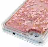 Dünn Glitter Huawei P8 Lite(2015) Hülle Silikon Bunt Muster [Gold Rosa Lila Herz] Huawei P8 Lite(2015) Hülle Silikon Glitzer Transparent Durchsichtig Ultra Slim Soft TPU Liquid Glänzend Bling Fließen Flüssig Flüssigkeit Schutzhülle Tasche -