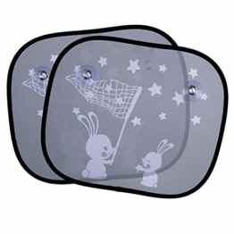 eBoot 2 Stück Auto Fenster Sonnenblende Wagen Seitenfenster Schatten Weiß Kaninchen UV Sonnenschutz für Kinder Baby Kleinkinder Rücksitze