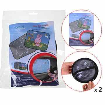 eBoot 2 Stück Auto Fenster Sonnenblende Wagen Seitenfenster Schatten Weiß Kaninchen UV Sonnenschutz für Kinder Baby Kleinkinder Rücksitze -