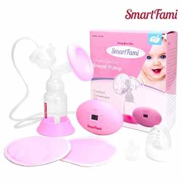 Elektrische Milchpumpe Brustpumpe von SmartFami®:Elektrische Einzelmilchpumpe Mimic natürlichen Stillen, Komfort Milchpumpe mit Naturnah, Weniger Schmerz, Einzel Silikon Cup, 5 Massieren Petals, 9 Einstellungen für Absaug- Get One für Quick and Quiet Pumping! -