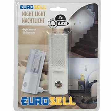 Eurosell 3 LED Nachtlicht Nacht Licht Stecker mit Dämmerungssensor Nachtlampe Orientierungslicht -