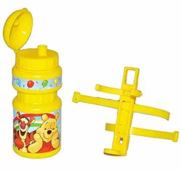 Fahrradtrinkflasche Winnie the Pooh mit Halterung – Halter Fahrradflasche Trinkflasche für Kinder Fahrrad Roller Dreirad -