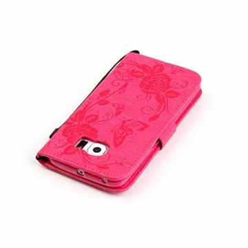 Für Samsung Galaxy S6 Edge/G925 Hülle [Bildschirmschutz aus gehärtetem Glas], Grandoin Retro Leder Foliant Stoßabfangende Hülle, exzellente Qualität buntes elegantes Muster Design Premium PU Verschluss genaue Passform Riemen-Leder Geldbörse schützende Schnapp-Hüllen-Abdeckung Für Samsung Galaxy S6 Edge/G925 mit [Kreditkarten Einschub] Ständer Funktion -