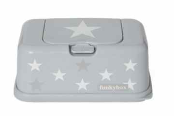 Funkybox graue Feuchttücherbox mit weißen und silbernen Sternen -