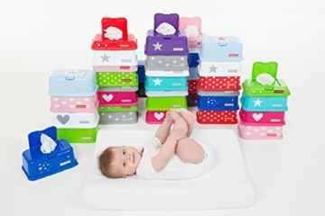 funkybox – rosa Box für Feuchttücher mit weißen Herzen -