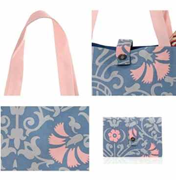 FunYoung Canvas Beuteltasche Schultertasche Einkaufstasche Segeltuchtasche Blumenmuster -