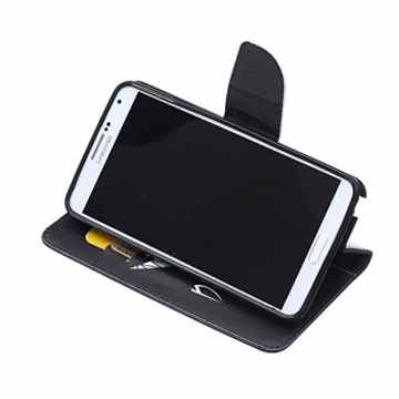 Galaxy Note 3 Hülle,Galaxy Note 3 Hülle Leder Schwarz,Galaxy Note 3 Leder Handy Tasche Wallet Case Flip Cover Etui,Ukayfe Retro Muster Druck Lustiges Lächeln Zähne Schwarz Design Schutzhülle Ledertasche Lederhülle Handyhülle Hüllen mit Standfunktion Kunstleder für Samsung Galaxy Note 3 mit 1 x Schwarze Eingabestift (Don’t Touch My Phone :Galaxy Note 3) -