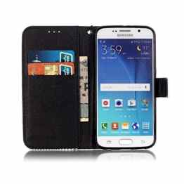 Galaxy S6 Edge Hülle,Galaxy S6 Edge Ledertasche Brieftasche im BookStyle,SainCat PU Leder Wallet Case Folio Schutzhülle [Schädel Muster] Hülle Lederhülle Bumper Handytasche Skin Schale Soft Backcover Handy Tasche Flip Cover Buchstil Klapptasche in Lederoptik mit Standfunktion Karteneinschub und Magnetverschluß Etui Flip Case für Samsung Galaxy S6 Edge -