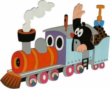 Garderobenhaken – der kleine Maulwurf mit Eisenbahn – Holz Kinder 3 Haken Kinderzimmer Garderobe Kleiderhaken Kindergarderobe -