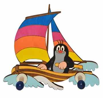 Garderobenhaken – der kleine Maulwurf mit Frosch / Schaufel / Boot – Holz Kinder 2 Haken Wandhaken / Kinderzimmer Garderobe Kleiderhaken – für Mädchen & Jungen -