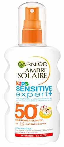 Garnier Ambre Solaire Sensitive Expert plus Sonnenschutz-Spray für Kinder LSF 50 plus, 1er Pack (1 x 200 ml) -