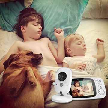GHB Babyphone 2,4 GHz Digital Video Baby Monitor 3,2 Zoll LCD Display 120° Weitwinkel mit Nachtlicht Gegensprechfunktion und Temperatur -