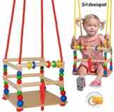Gitterschaukel aus Holz – mit Gurt / Kinderschaukel – leichter Einstieg ! – mitwachsend & verstellbar – Schaukel & Babyschaukel – verstellbare Kleinkindschaukel – Holzschaukel Baby Kinder – Holzgitterschaukel für Innen und Außen – Indoor Outdoor – mit Sicherheitsstäben / bunte Stäbe – Holzbabyschaukel – Garten oder im Haus -