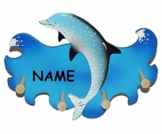 große Garderobe – “ Fisch Delfin – incl. Name “ – Holz mit 4 Haken – große stabile Wandgarderobe Garderobenhaken / Kindergarderobe Wandgarderobe Wandhaken Kleiderhaken für Kinderzimmer Jungen Mädchen -