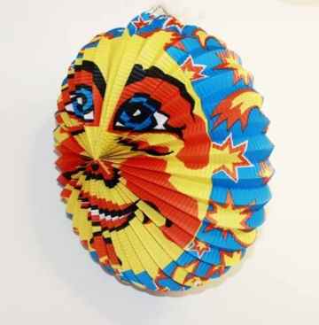 HAAC Lampion bunt mit Motiv Mond oval 35 cm für Feste Laternenumzug -