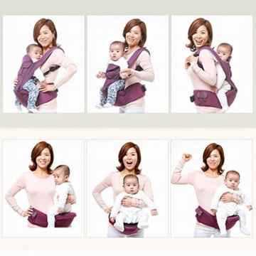 HappyCherry® Für 3-48 Monate Baby Bauchtrage Kindertrage Rückentrage Komfortbabytrage mit Sitzfläche Rot/Dunkelbalu/Violett -