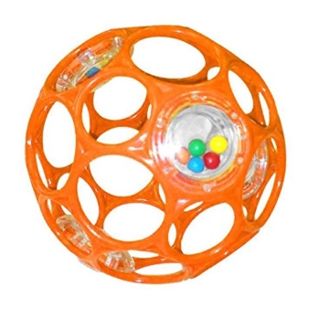 HCM Oball 28113 Orange Lochball mit Rassel Greifball Greifling Motorikball 10cm -