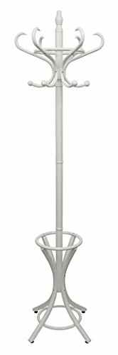 Headbourne HR8130X Garderobenständer aus Holz für Mäntel und Hüte, mit Schirmständer, Weiß -