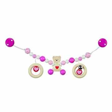 Heimess 736850 Kinderwagenkette Herzbär mit Clips, rosa -