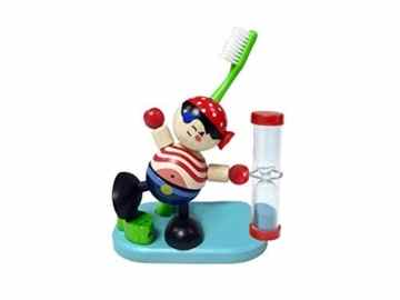 Hess 14579 – Zahnputzuhr Pirat aus Holz, circa 10 x 10 x 7 cm -