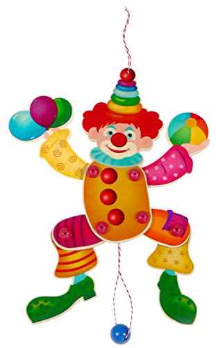 Hess Holzspielzeug 12427 Hampelmann Clown aus Birkensperrholz, circa 25 x 37 x 3 cm -