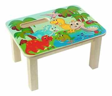 Hess Holzspielzeug 30286 – Fußbank aus Holz, Dinos, ca. 34 x 25 x 19 cm -