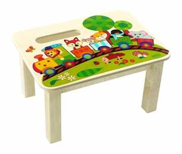 Hess Holzspielzeug 30289 – Fußbank aus Holz, Eisenbahn, ca. 34 x 25 x 19 cm -