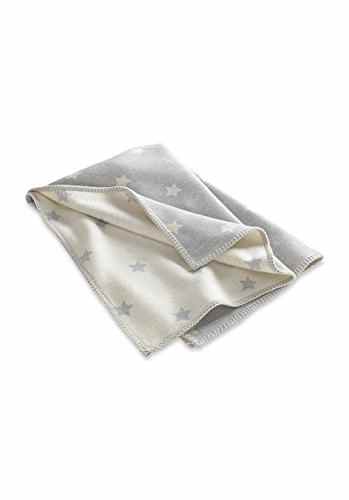 hessnatur Kinder/Baby Kuscheldecke aus reiner Bio-Baumwolle hellgrau gemustert 70×90 cm -