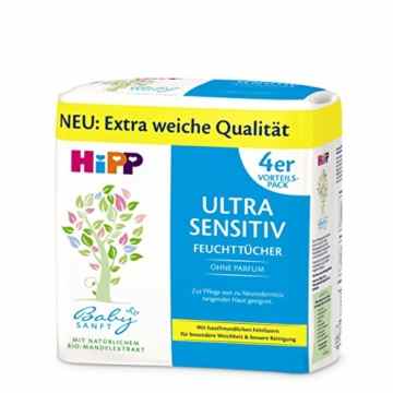 HiPP Babysanft Feuchttücher Ultra Sensitiv 4 x 52 Stück, 1er Pack (1 x 962 g) -