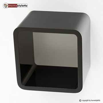 Homestyle4u Retro Cube Design Wandregal Wandboard Regal Würfel 1er schwarz -