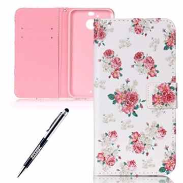 HTC Bolt Schutzhülle,HTC 10 Evo Lederhülle,JAWSEU Elegant Schmetterling Blume Retro/Vintage Design Farbmalerei Bunt Gemalt PU Leder Folio Flip Wallet Hülle Etui im Bookstyle Brieftasche Handyhülle Case Cover mit [Ständerfunktion] und [Kartenfächer] für HTC Bolt HTC 10 Evo &1xSchwarz Glitzer Bling Eingabestift- -