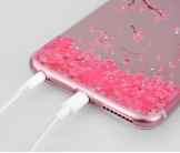 Hülle für iPhone 7,YingC-T Modern Art Rosa Blumen Design Ultra Slim Soft Transparent TPU Cover Weiche Silikon Gel mit Bling Glitzer Diamant Tasche Dünn Kristallklar Durchsichtig Schutzhülle Etui Bumper Schutz Handy Hülle Case für Apple iPhone 7 4.7 Zoll -