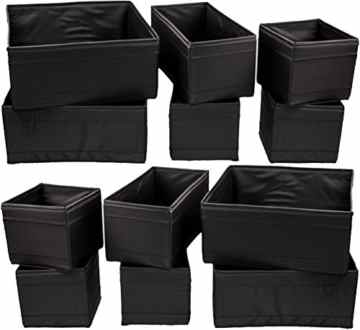 IKEA 12-er Set Aufbewahrungsboxen „Skubb“ zwölf Kisten Regaleinsätze je 4 Stück in 3 versch. Größen – SCHWARZ (12er-Set, schwarz) -