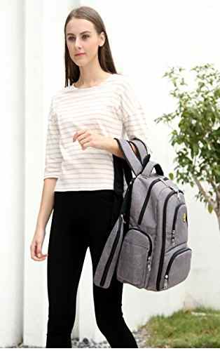 Imyth Großer Windel-Rucksack für unterwegs, wasserdicht, mit Wickelunterlage und Befestigungshaken für den Kinderwagen -