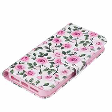 iPhone 5 Hülle, iPhone 5S Hülle, iPhone SE Hülle [Bildschirmschutz aus gehärtetem Glas], Grandoin Retro Leder Foliant Stoßabfangende Hülle, exzellente Qualität buntes elegantes Muster Design Premium PU Verschluss genaue Passform Riemen-Leder Geldbörse schützende Schnapp-Hüllen-Abdeckung für iPhone 5/5S/SE mit [Kreditkarten Einschub] Ständer Funktion -