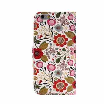 iPhone 6 Hülle, iPhone 6S Hülle [Bildschirmschutz aus gehärtetem Glas], Grandoin Retro Leder Foliant Stoßabfangende Hülle, exzellente Qualität buntes elegantes Muster Design Premium PU Verschluss genaue Passform Riemen-Leder Geldbörse schützende Schnapp-Hüllen-Abdeckung für iPhone 6/6S mit [Kreditkarten Einschub] Ständer Funktion -