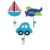 Jabadabado Holz Garderoben Haken Flugzeug Schiff Auto 3er Set -