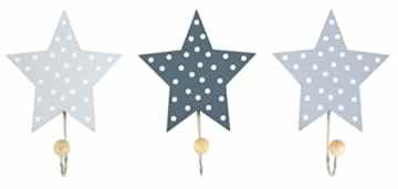 Jabadabado Kinder Garderobe Kleiderhaken Sterne Set 3 Stück -