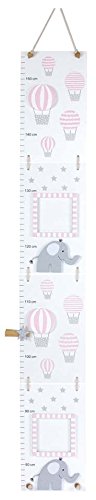 Jabadabado Messlatte Elefant pastell rosa und hellblau, Holz matt lackiert -