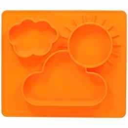 jatedo Babyteller und Platzmatte 2 in 1 – für Ihr Baby oder Kleinkind (35 x 30 cm, orange) | aus Silikon frei von BPA, PVC und Phtalaten | rutschfest mit extra-starkem Hafteffekt