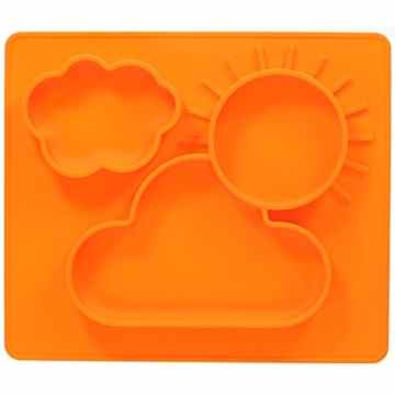 jatedo Babyteller und Platzmatte 2 in 1 – für Ihr Baby oder Kleinkind (35 x 30 cm, orange) | aus Silikon frei von BPA, PVC und Phtalaten | rutschfest mit extra-starkem Hafteffekt