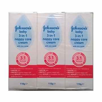 Johnsons Baby-3 in 1 Nappy Pflegecreme mit Zinkoxid – 3 x 110gm -