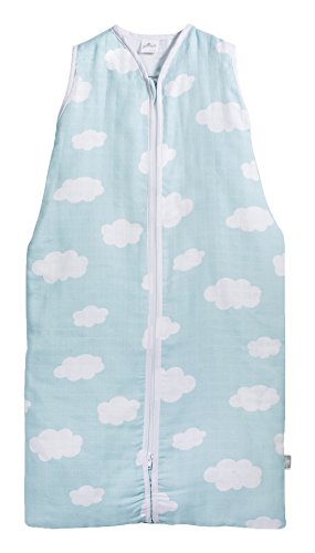 Jollein 048-516-65055 Schlafsack Sommer 90 cm, Mull Clouds jade -